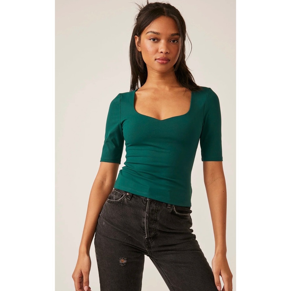 Free People Intimately Sweetheart Autumn Sun Green Top, Sm